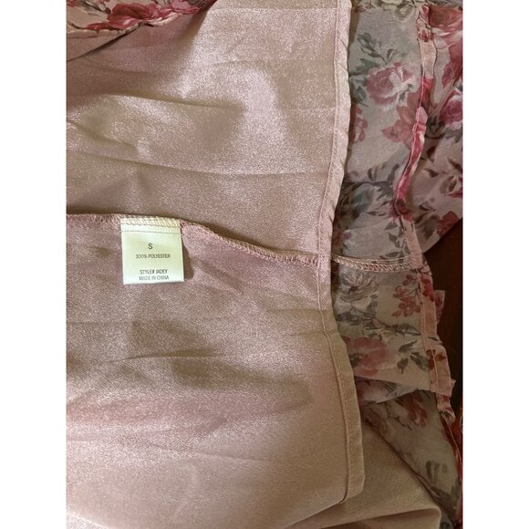 MIAMI For Francescas Whimsical Pink Romanic Floral Puff Sleeve Mini Milkmaid Dre - Picture 10 of 11